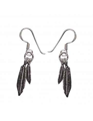 Pendiente " Plumas" de plata .