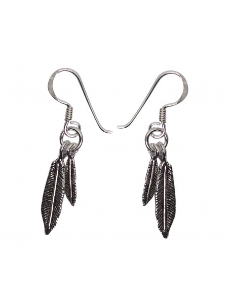 Pendiente " Plumas" de plata .