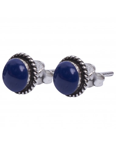 Pendiente "Botón" de plata y lápiz Lázuri.