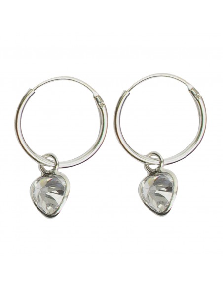 Aro de plata lisa con corazón color blanco