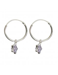 Aro de plata lisa con estrella de Amatista.