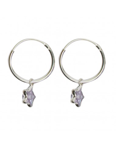 Aro de plata lisa con estrella de Amatista.