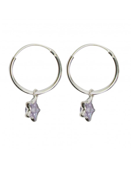 Aro de plata lisa con estrella de Amatista.