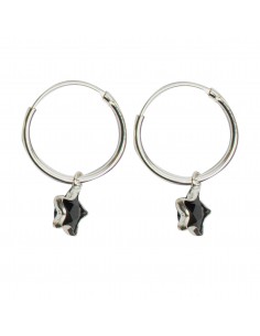 Aro de plata lisa con estrella Onix .