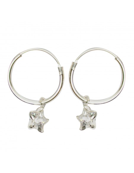 Aro de plata lisa con estrella blanca .