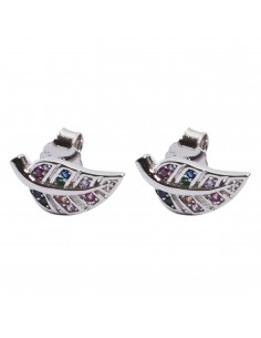 Pendiente "Alas " de plata rodiada con Zirconitas...