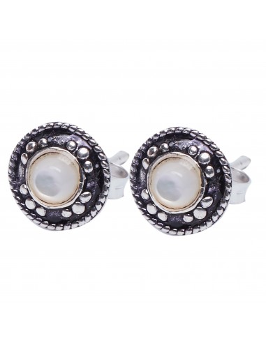 Pendiente "Botón" de plata con nácar.