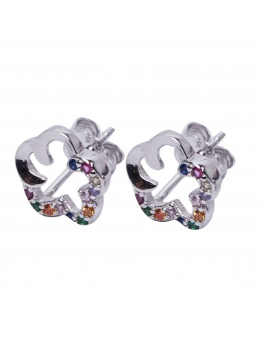 Pendiente "Flor" de plata rodiada con...