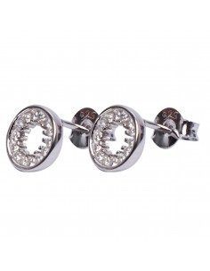 Pendienre "Círculo" de plata rodiada con Zirconitas...