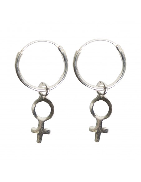 Aro liso de plata con símbolo Venus.