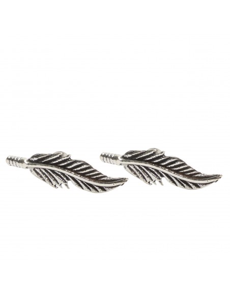 Pendiente Pluma de plata .