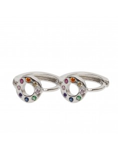 Criolla "Círculo"  de plata rodiada con Zirconitas .