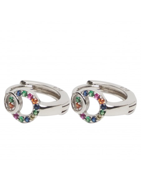 Criollas "Círculo" de plata rodiada con Zirconitas