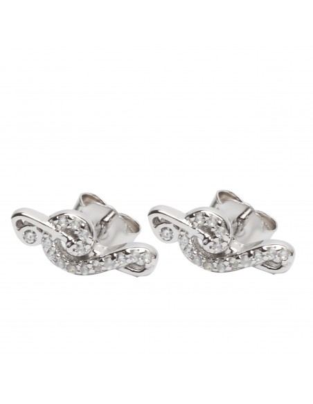 Pendiente "LLave de sol" de plata rodiada con Zirconitas blancas.