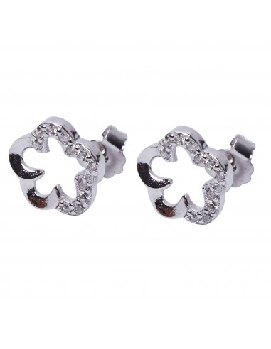 Pendiente "Flor" de plata rodiada.