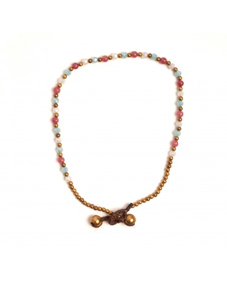 Tobillera de bronce combinada con pierdas.