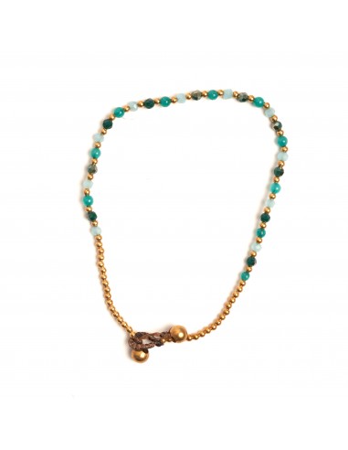 Tobillera de bronce combinada con piedra.