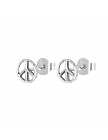 Pendiente símbolo de la paz de Plata brillante.