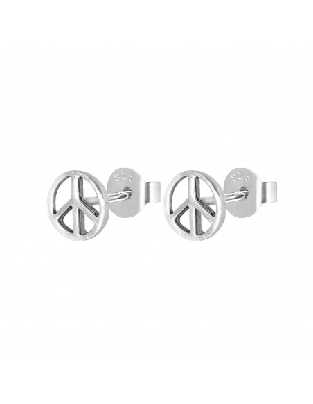 Pendiente símbolo de la paz de Plata brillante.