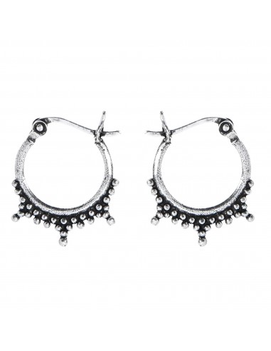 Aro liso  de Plata con adorno . Diámetro de 14mm.