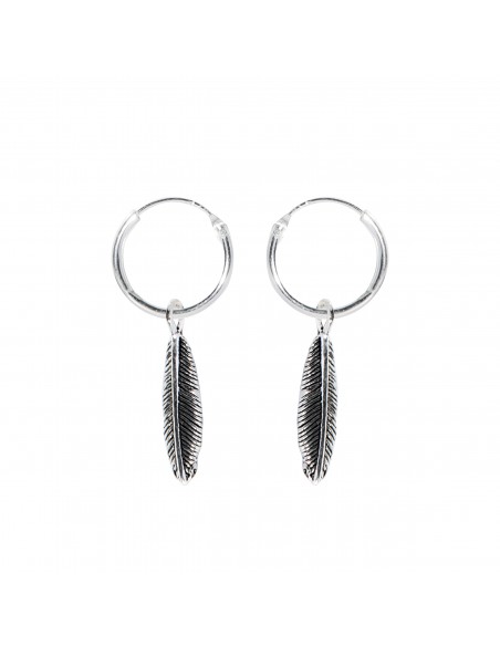 Aro liso de Plata con Pluma .