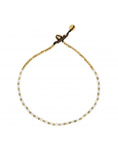 Tobillera de Bronce y Quarzo blanco.
