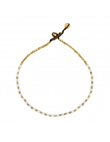 Tobillera de Bronce y Quarzo blanco.