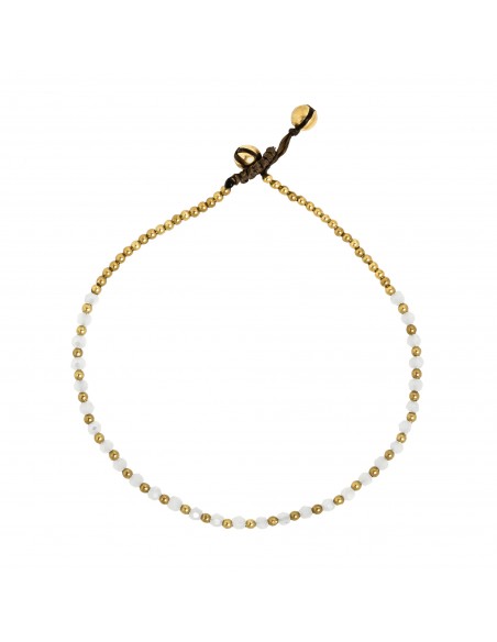 Tobillera de Bronce y Quarzo blanco.