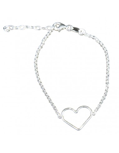 Pulsera "Corazón" de Plata rodiada .
