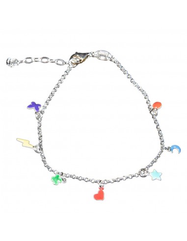 Pulsera de Plata rodiada con motivos colgantes...