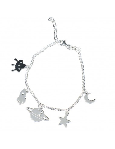 Pulsera "Espacial" de Plata rodiada.