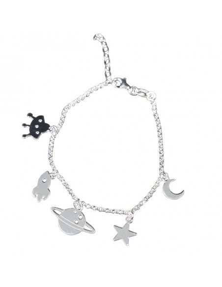 Pulsera "Espacial" de Plata rodiada.