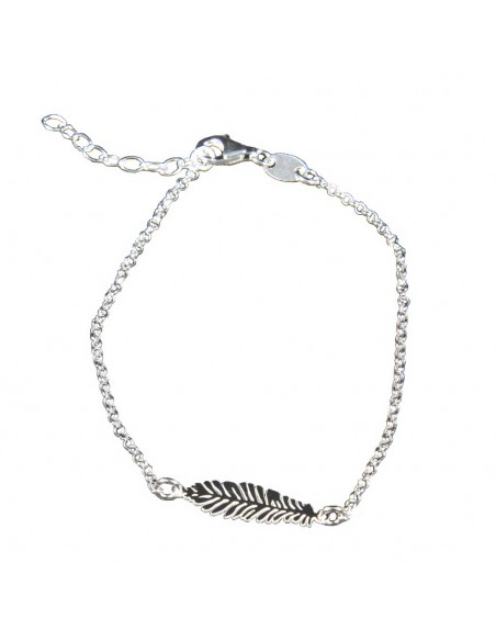 Pulsera "Pluma" de Plata rodiada .