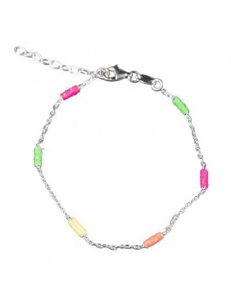 Pulsera de Plata rodiada con motivos esmaltados .