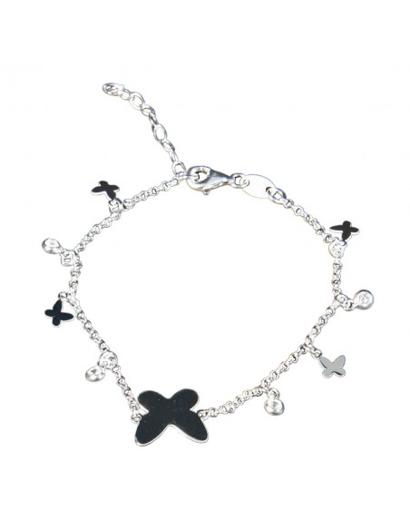 Pulsera "Mariposas" de Plata rodiada.