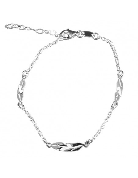 Pulsera "Pluma" de Plata rodiada.