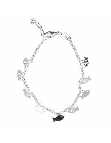 Pulsera "Peces" de Plata rodiada .