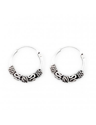Aros Bali de plata .Diámetro de 1,2x14mm.
