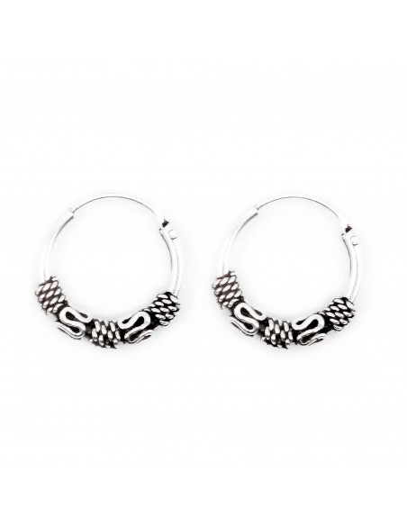 Aros Bali de plata .Diámetro de 1,2x14mm.