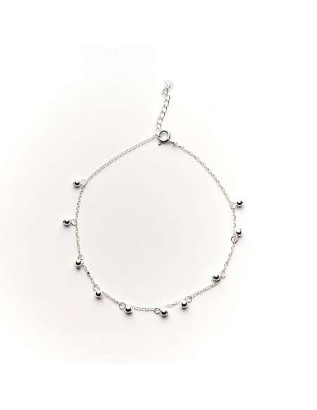 Tobillera "Bolitas" de Plata .