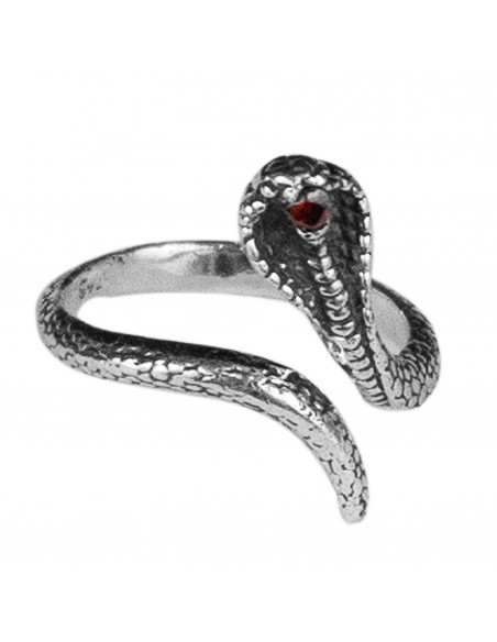 Anillo Serpiente de Plata con Granate .