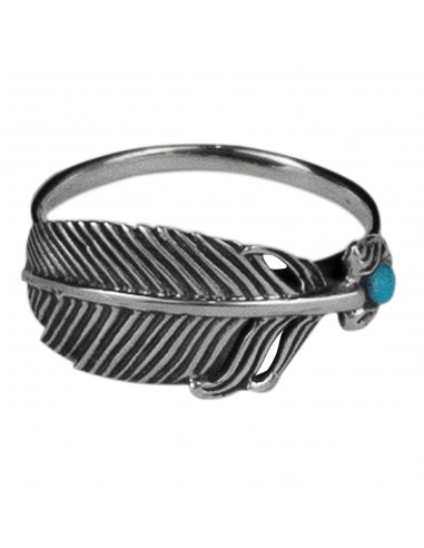 Anillo Pluma de Plata con Turquesa.
