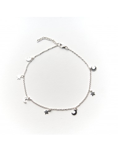 Tobillera de estrellas y lunas de Plata.