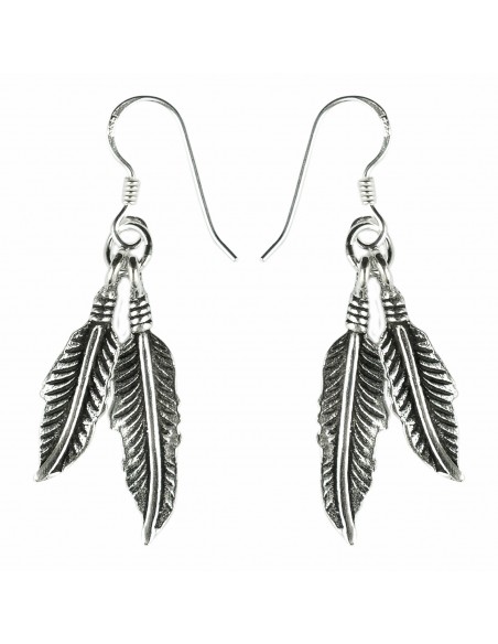 Pendiente "Doble Pluma" de Plata.