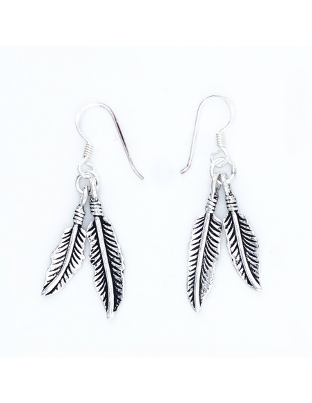 Pendiente doble Pluma de Plata .