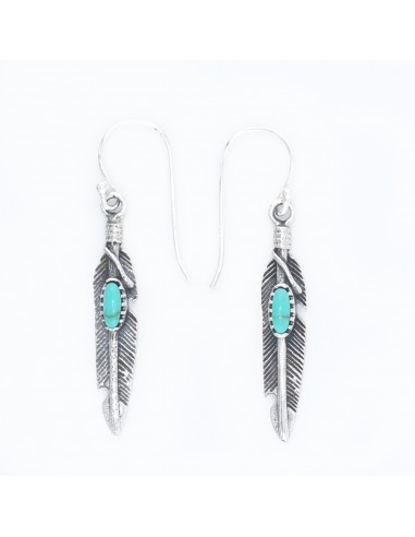 Pendiente Pluma con Turquesa de Plata.