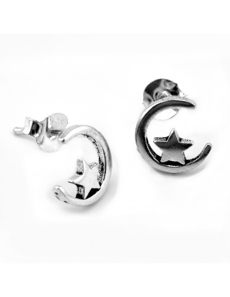 Pendiente Luna y Estrella de Plata .