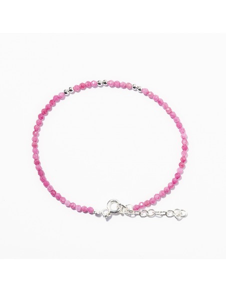 Pulsera de Turmalina Rosa y Plata.