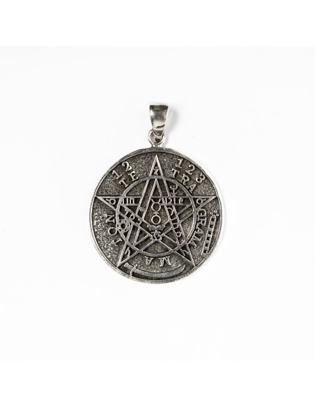 Colgante"Tetragramatón" , macizo de plata.Diámetro de 30mm.