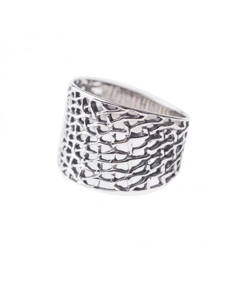 Anillo red calado de plata .